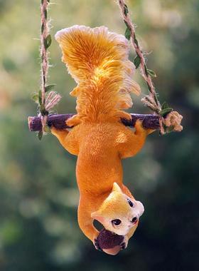 创意可爱松鼠摆件庭院户外动物壁挂花园阳台幼儿园树上装饰挂件