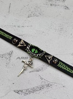 ARB原创小众项圈 情侣拍照暗黑哥特重工朋克真皮choker纯手工定制