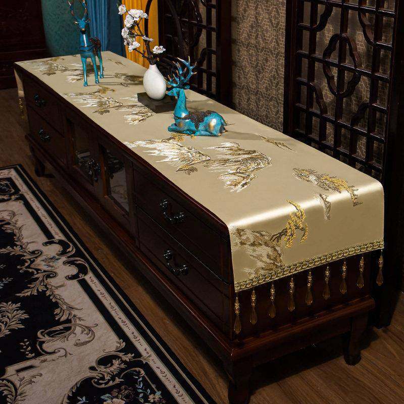 新中式机柜盖布桌布方形JGB21010茶几防桌古布典尘罩红木沙发长坐