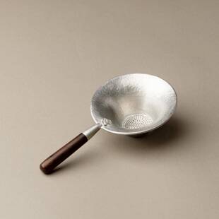 作 锡茶漏手工茶具茶过滤网夫茶功道配泡件花纯锡-茶梨黑檀木侧里