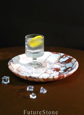 天石然大理轻奢家洗居装饰盘摆件高档奢XME玄关漱台理石大置物托