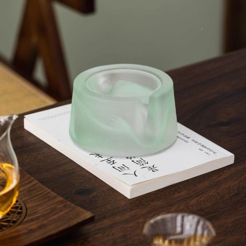 琉璃温璃茶器茶小火炉烤水墨磨砂玻蜡烛加热底座温酒器煮OMJ茶暖