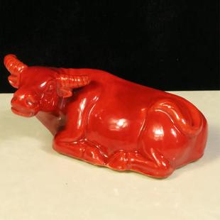 家卧牛水牛黄中色牛厕卧牛2号所摆件式居装饰品陶瓷牛的耕牛型的