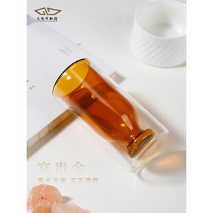 洛阳物馆璃曹魏白玉文创曹魏白双玉杯家用玻水杯原创国风高端层隔