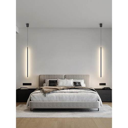 床头室吊灯细极简北欧超长线客主厅背景墙灯BYA现代简约卧床头吊