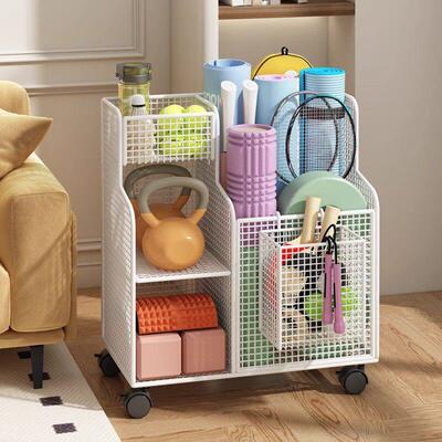 德国瑜珈垫纳筐家用健材身运动器收缝纳层架带4.11轮羽毛收球夹置