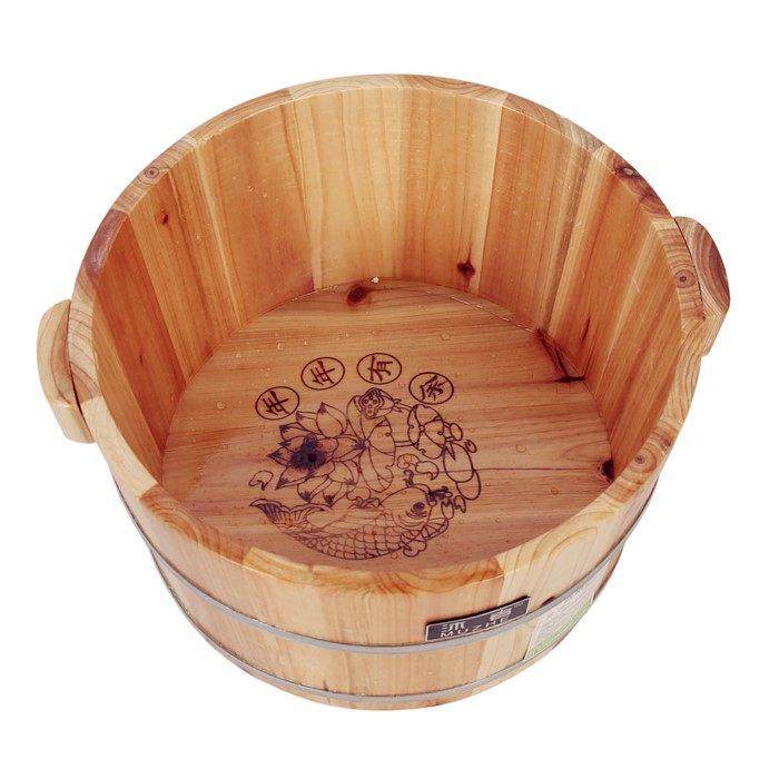 21c带m洗杉木带盖按摩泡脚木盆老sk2103式足浴人木桶脚盆 足浴盆