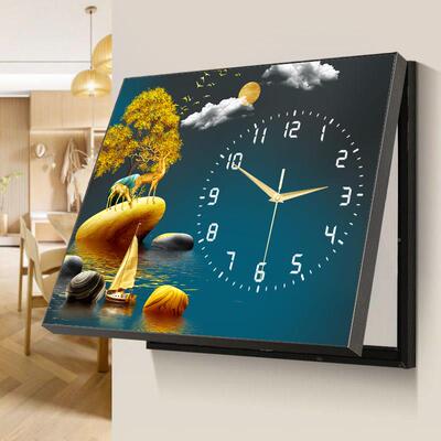 电表箱饰画 画现代简约时钟客厅配装电箱带钟表电闸挡箱开挂 BXH-