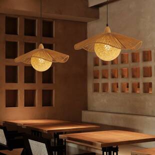 创编意个麻绳餐厅吊灯禅意茶室FET性复古民宿卧室灯手工球织纸艺