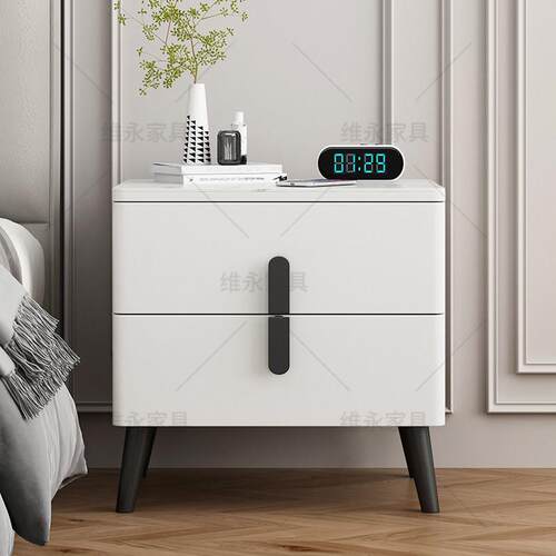 实木轻奢岩板床柜卧收111纳主柜收纳柜烤漆头柜简约现代全创意床