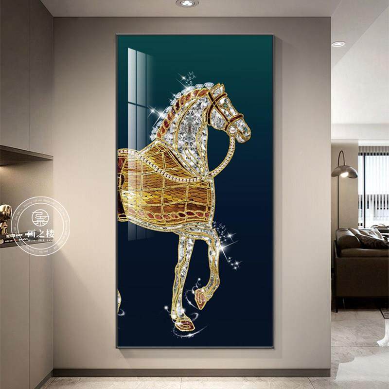 马到轻成功入户玄关装饰画 画奢爱马橙色走过壁画道 画竖版廊骏马,家居饰品,现代装饰画,淘宝优惠券,粉丝福利购,淘宝优惠卷