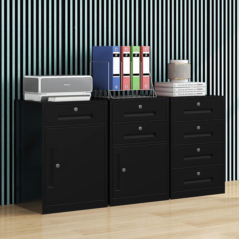 办公铁皮料文件柜桌抽屉资柜收纳柜带锁室小柜子密下码矮柜活动柜