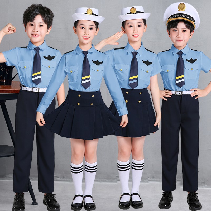 热销儿童海e军演出服套装小飞行员空军制服小学生合唱服运动会陆
