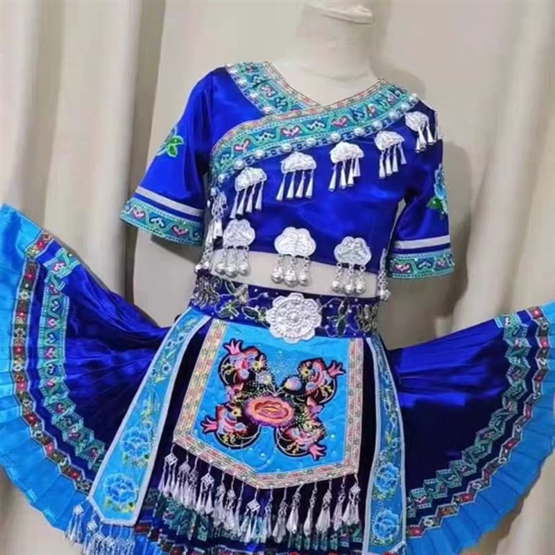 热销新款少数民族服装儿童成人苗族E演出服女童瑶族彝族壮族侗族