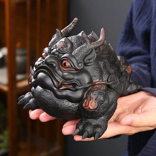 热销紫陶大号金蟾茶宠摆件精品可C养招财蟾蜍宠物茶玩茶桌茶台茶