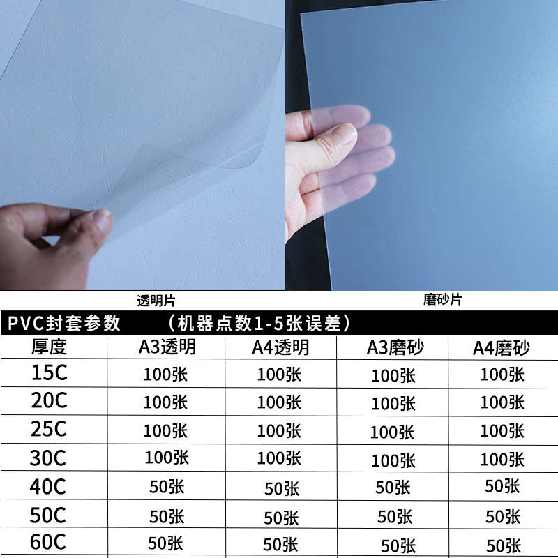 热销条a4夹胶片透明 pvc装订A磨砂装订 双面磨砂片材封皮封面pp胶