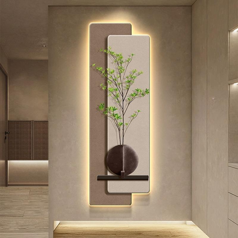 LED灯画入户玄关装饰画正对门挂画2025新款高端绿植客厅走廊壁画