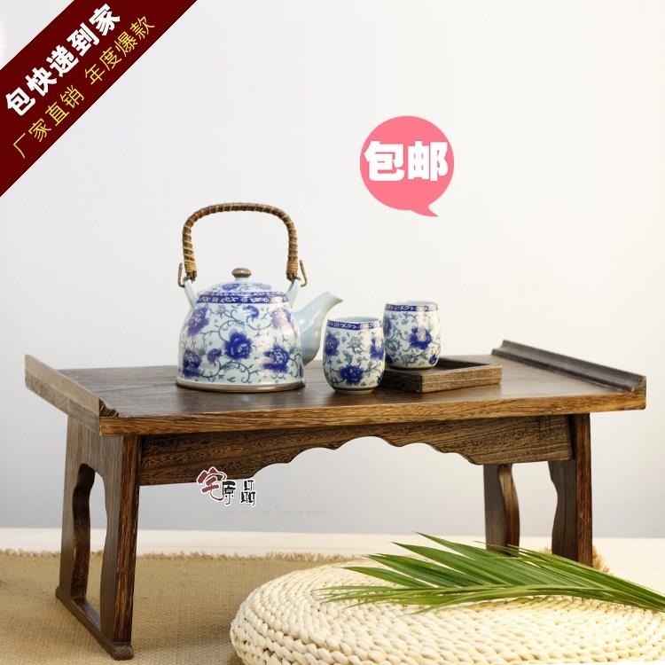 日式实木飘窗电脑桌炕几床上用宿舍可折叠阳台榻榻米桌子小茶几