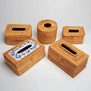 越南藤纸巾盒餐纸管盒家居客厅汽车纸巾盒创意多用途酒店高端定制