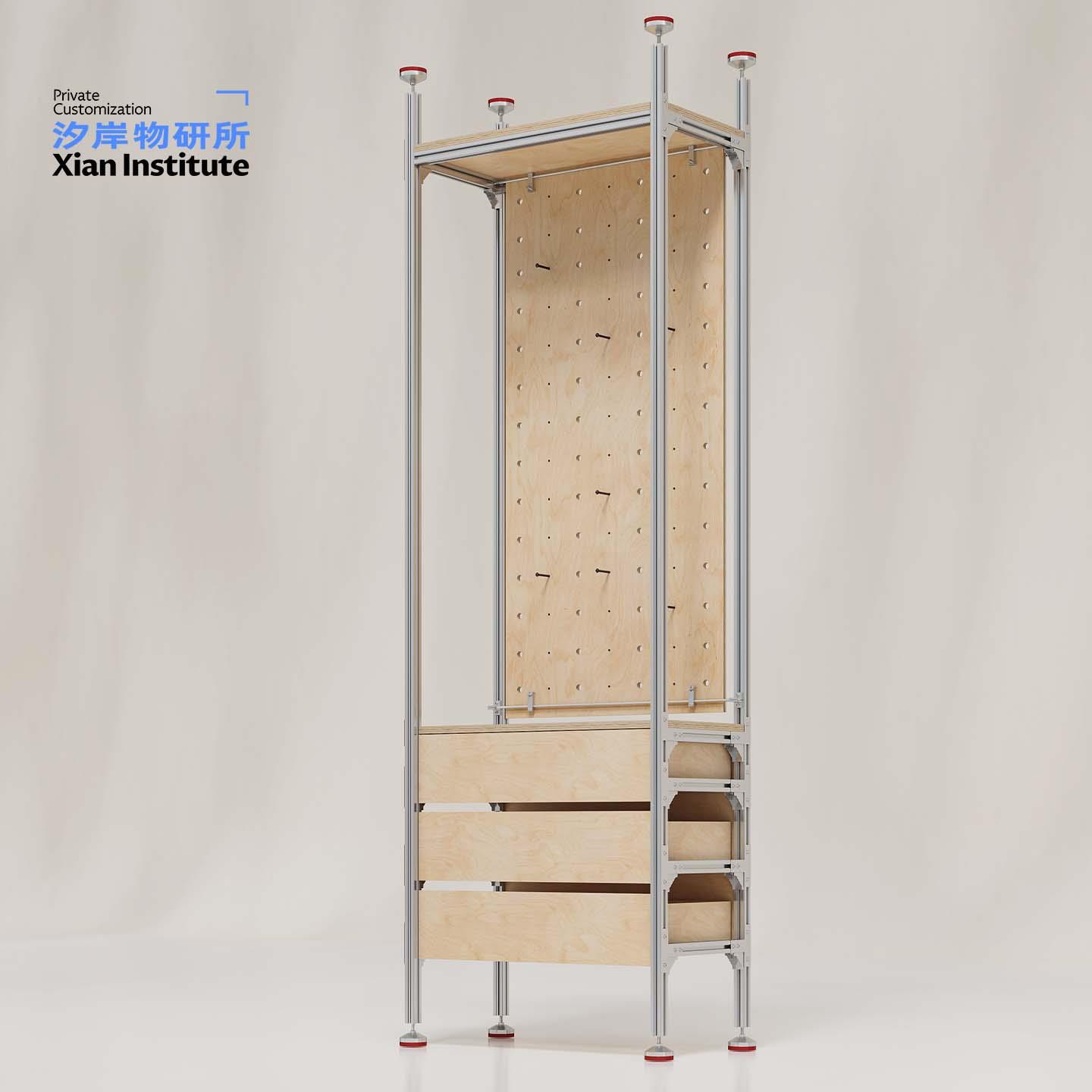 工业风置物柜落地收纳柜桦木海洋板铝挤型材料实体门店展示柜吧台