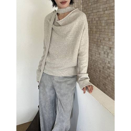 MMCDITION荡领针织衫女冬季新款