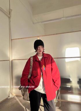 正品【FISH YU】十三行冬季新款韩货彩色标夹棉工装口袋衬衫25753