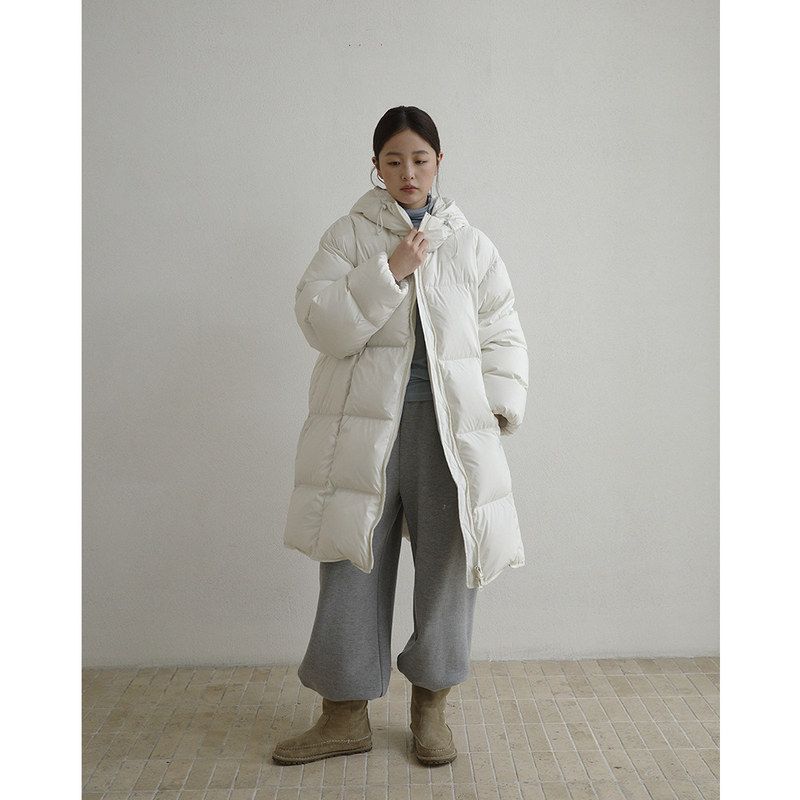 EVERTRUE90白鸭绒连帽羽绒服女