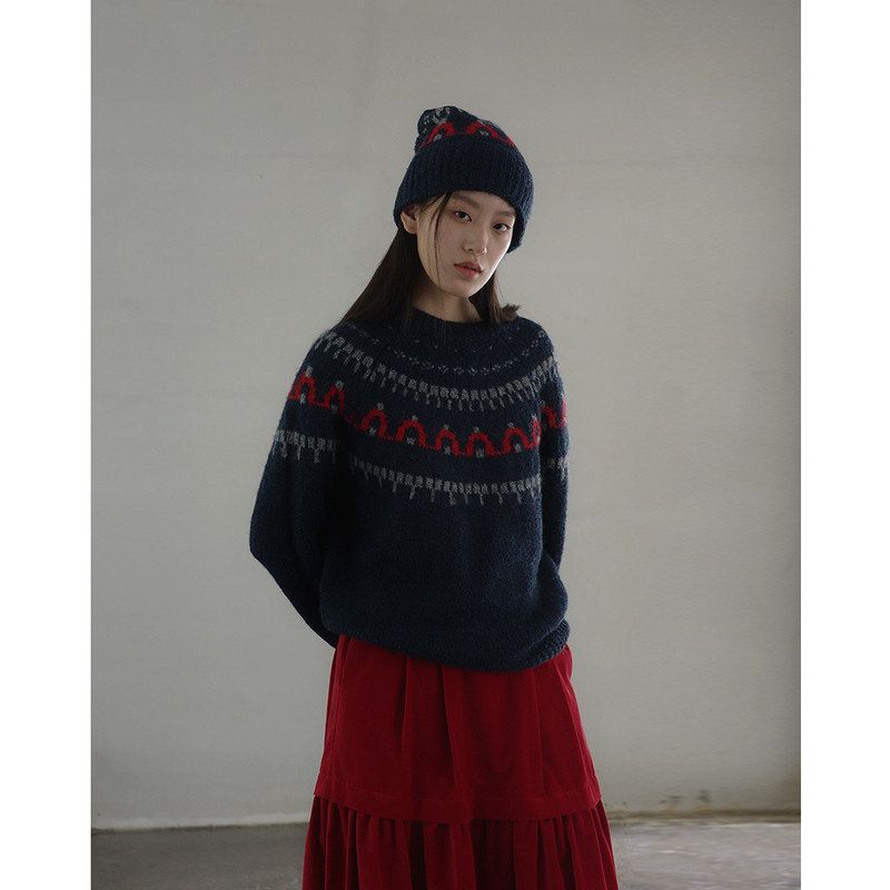 EVERTRUE2025秋冬季韩版圆领针织