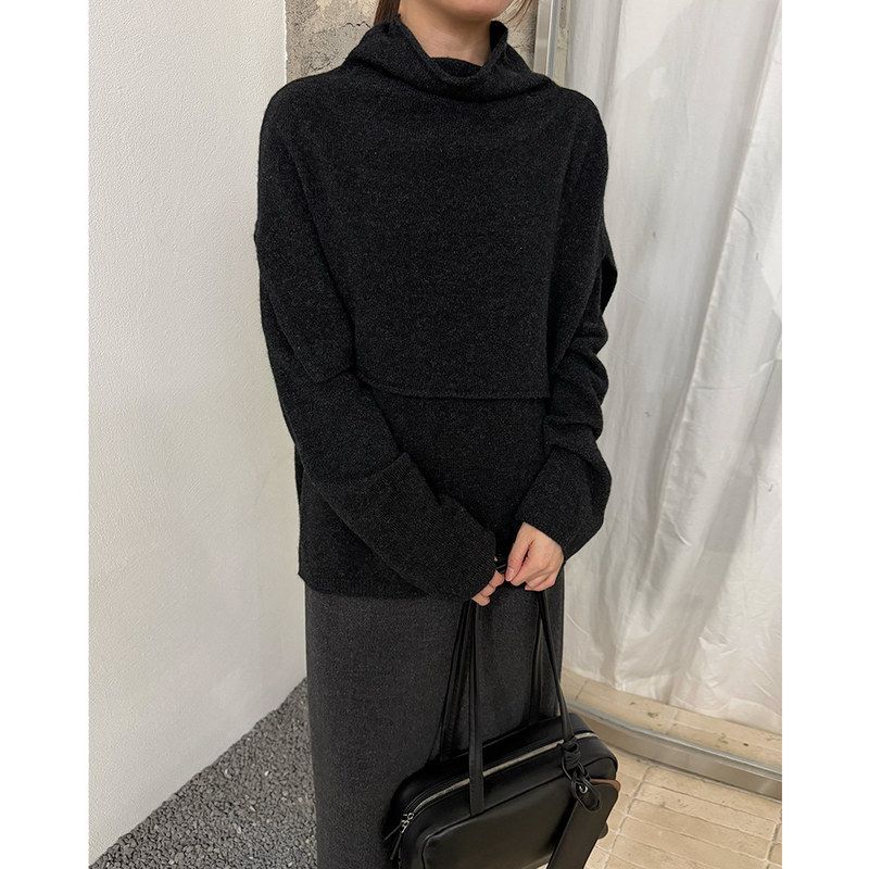 EVERTRUE2025冬韩版高领纯色针织