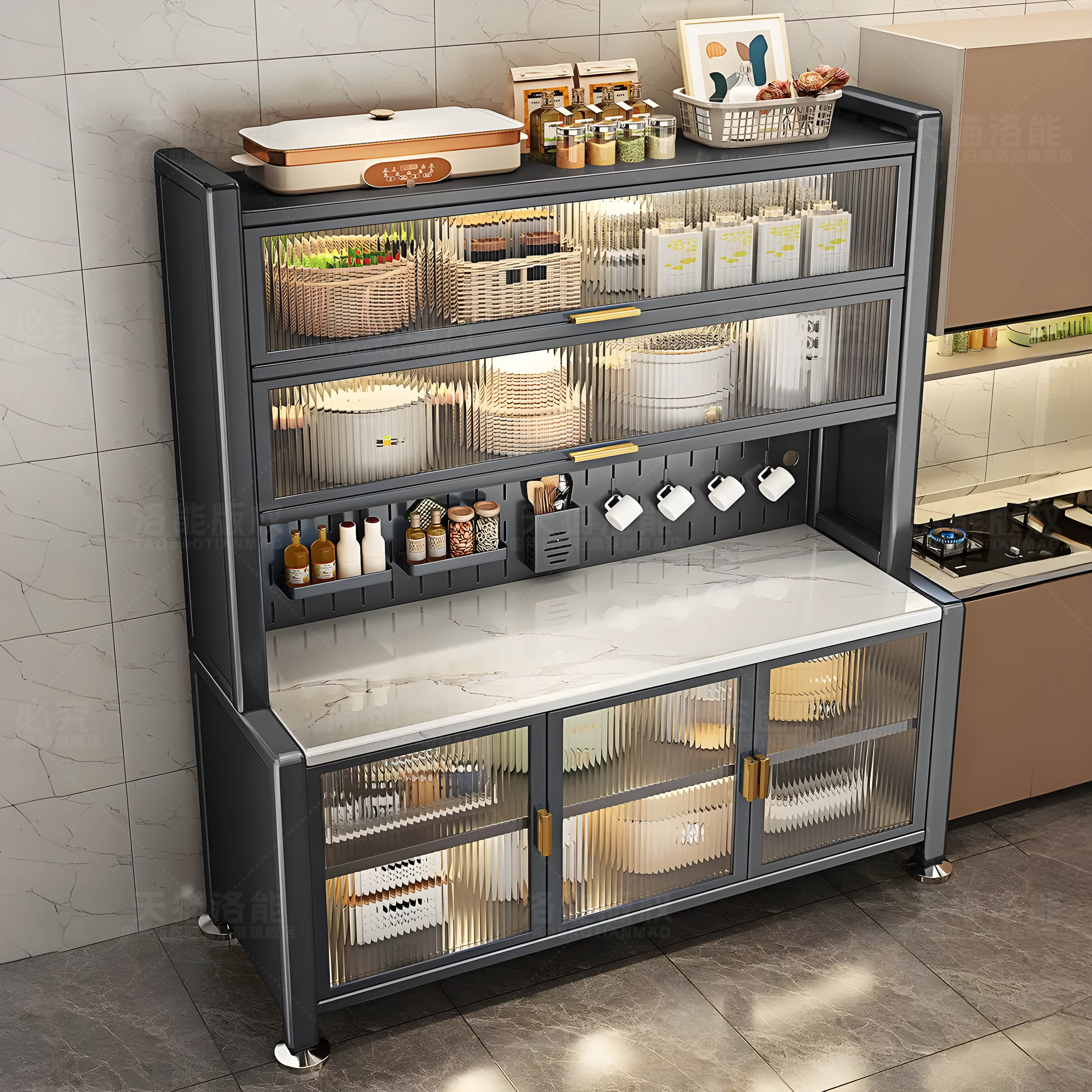 【加厚雪山岩板】厨房橱柜收纳柜