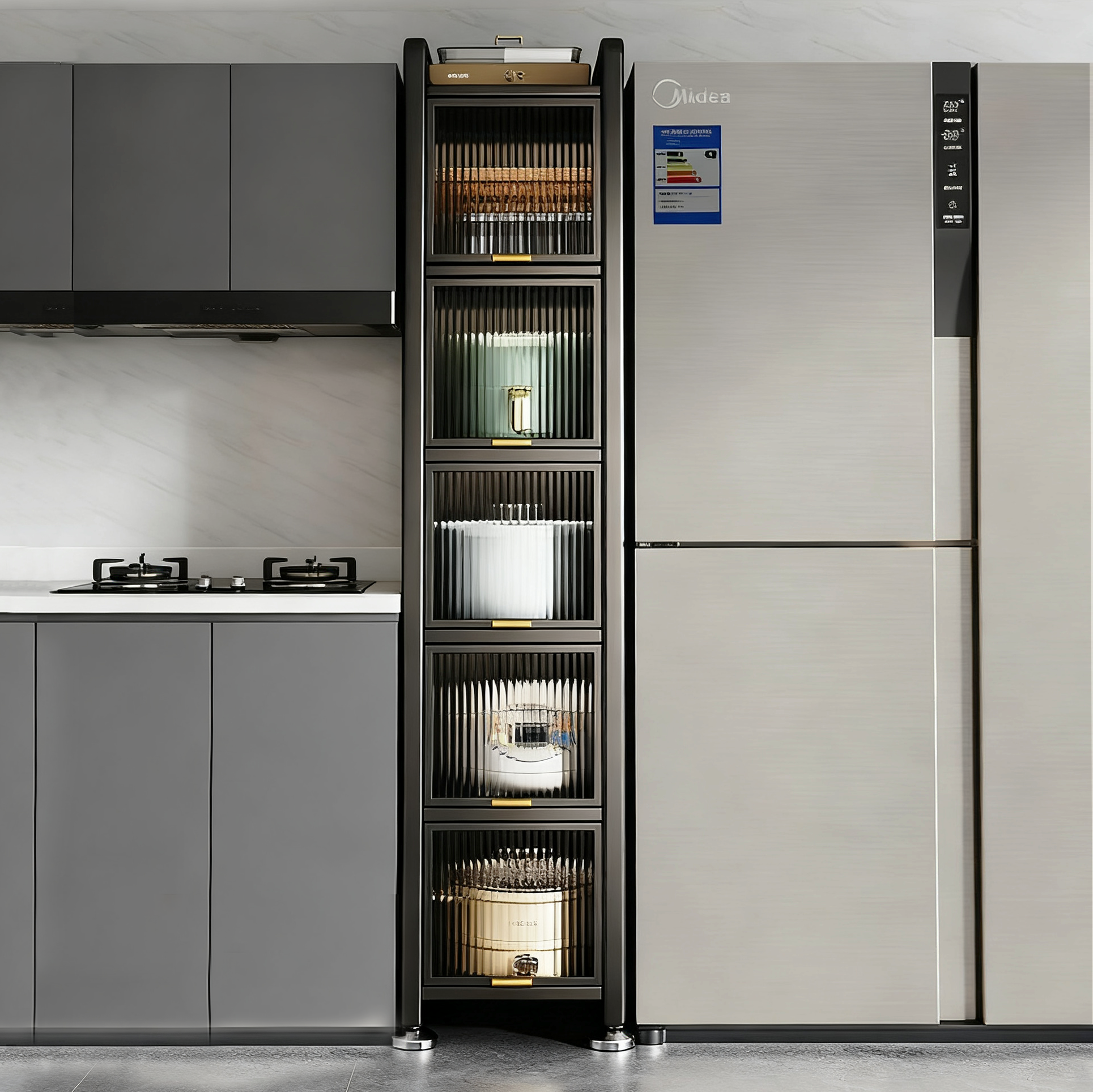 厨房置物架落地夹缝收纳柜冰箱侧窄边缝隙储物柜新款家用碗柜橱柜