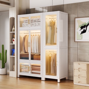 家用卧室衣柜家居钢制简易储物柜2025新款 衣橱小户型耐用家具 爆款