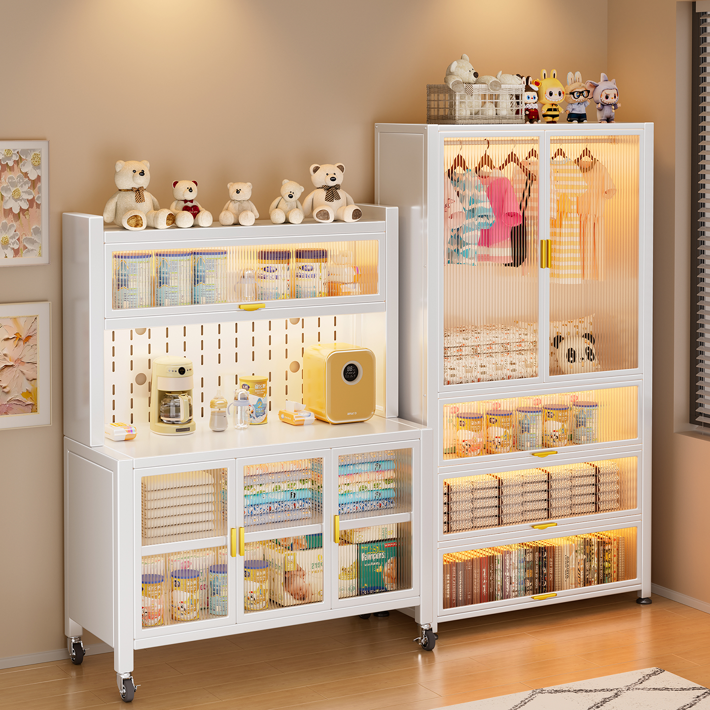 组合收纳喂养台+宝宝衣柜