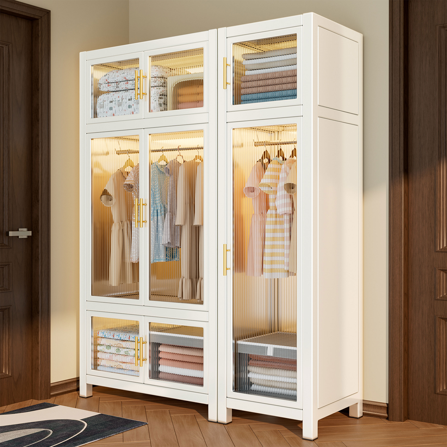 金属衣柜货架式一体简易衣服架子