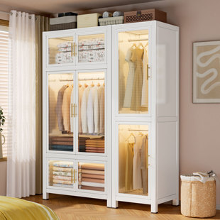 衣柜家用卧室简易组装 出租房用全钢架子结实耐用衣橱收纳储物柜子