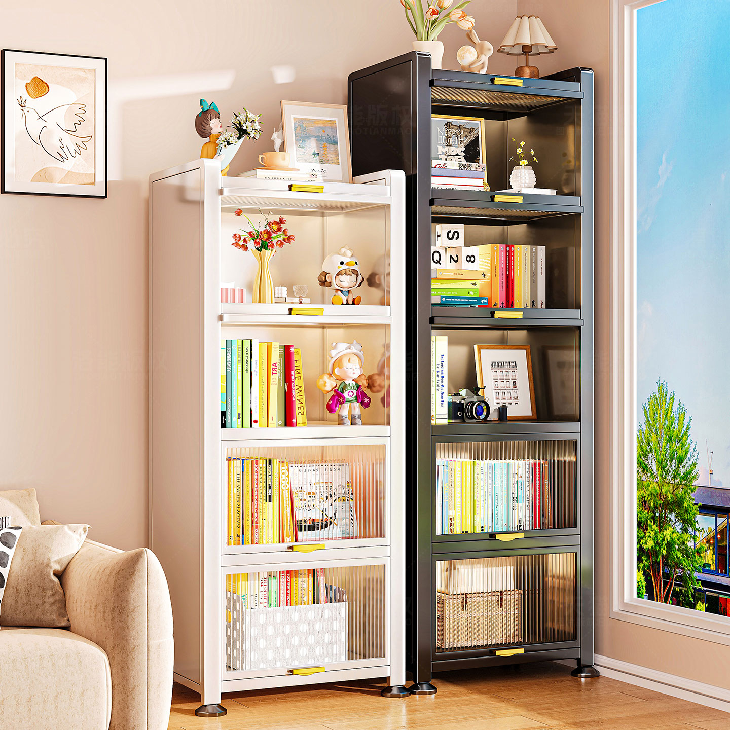 【热销爆款】钢制防尘书架置物架