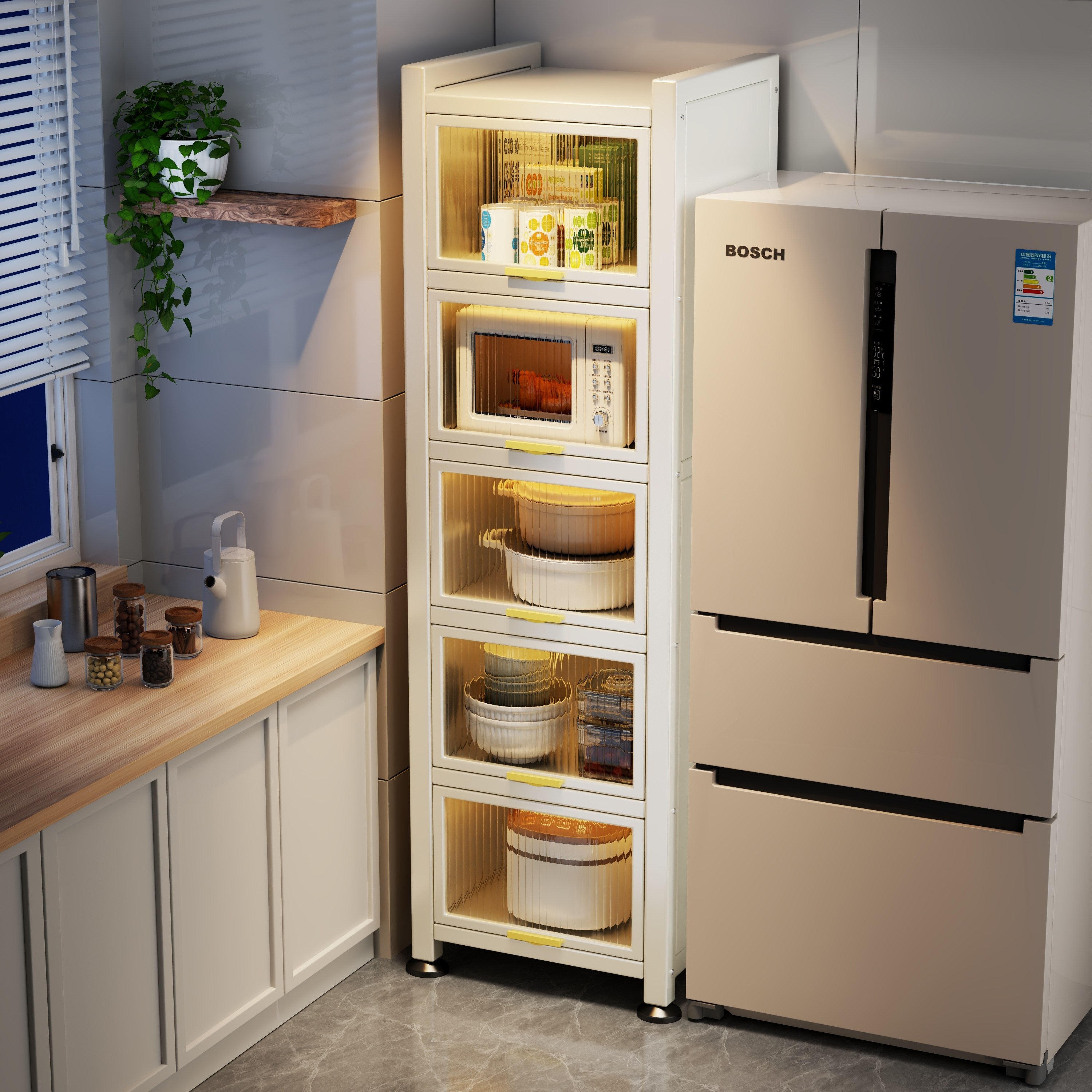 厨房置物架2026新款多功能微波炉多层收纳架家用夹缝调料品橱柜子,厨房/烹饪用具,厨房置物架/置物柜/角架,淘宝优惠券,粉丝福利购,淘宝优惠卷