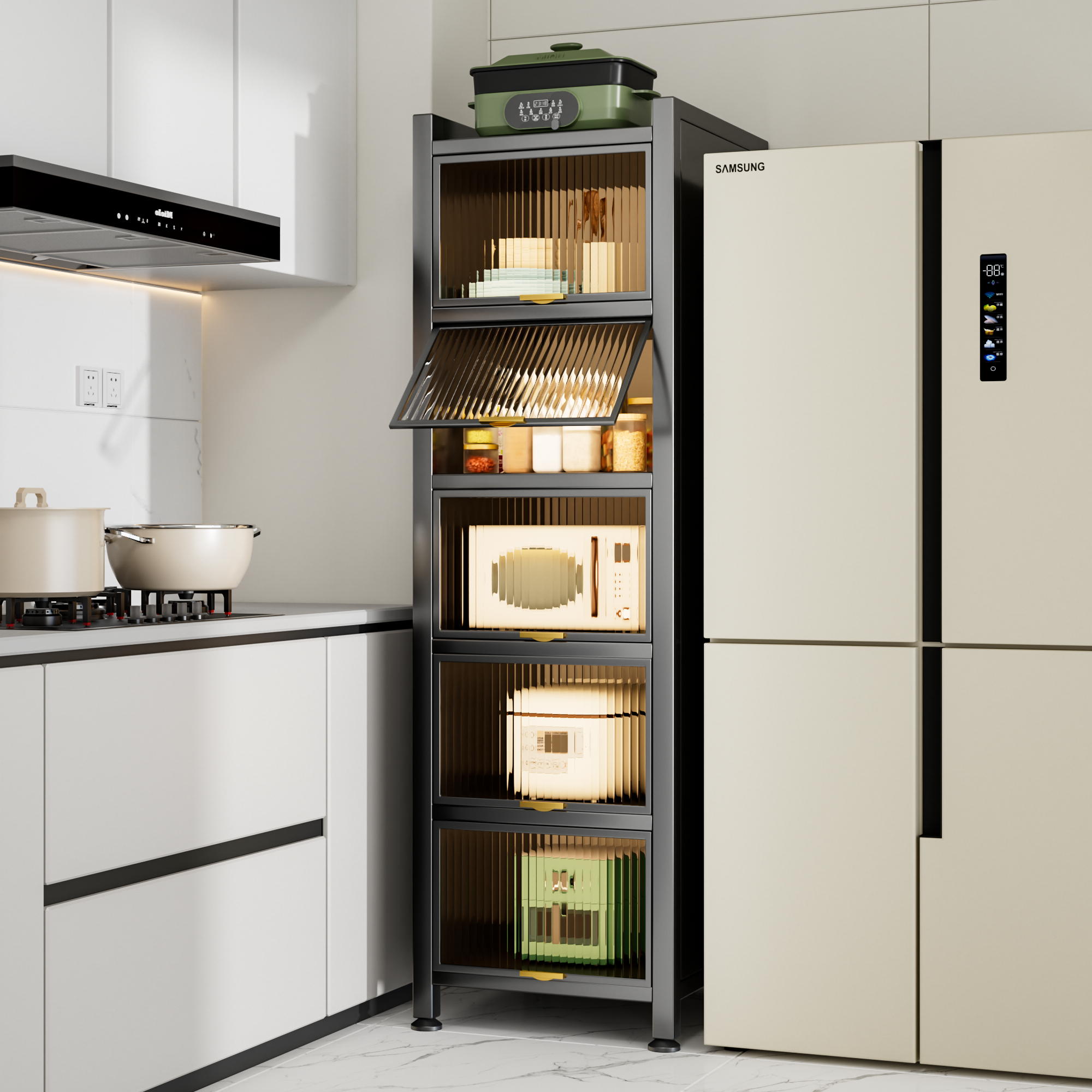 厨房夹缝置物架落地可移动收纳柜