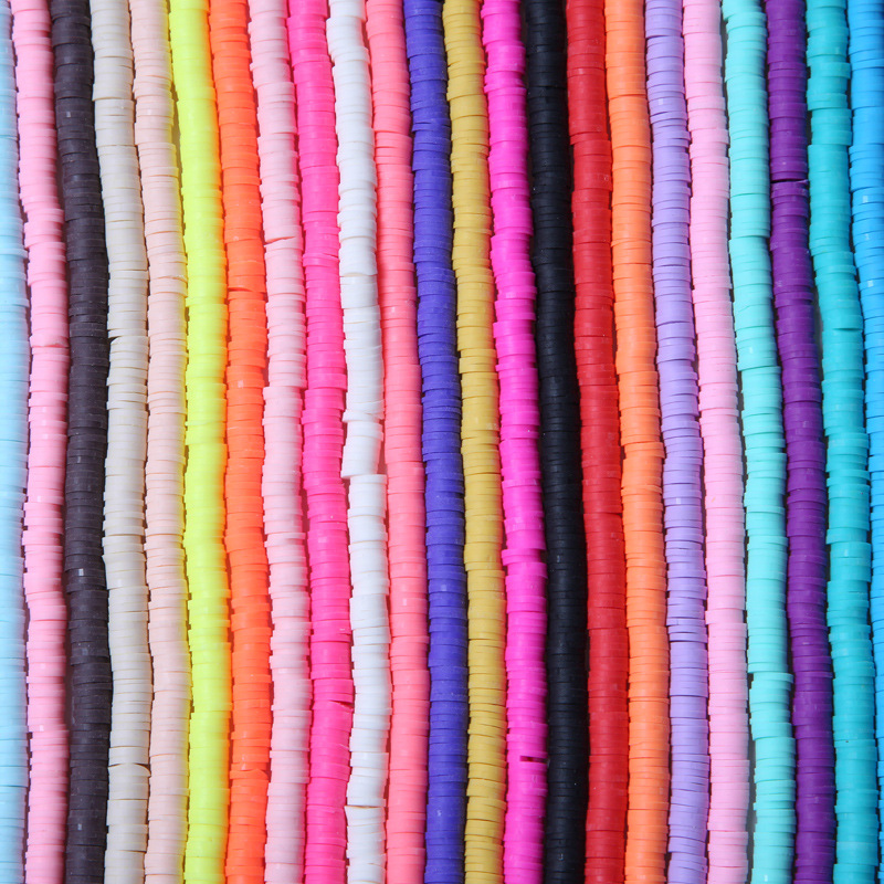 350Pcs/Lot 4/6MM 39 Colors Flat Round Clay Beads Loose krale
