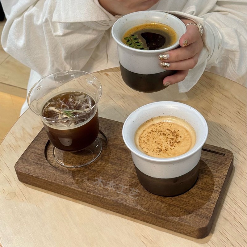 咖啡馆出品combo咖啡托盘美式冷萃拿铁品鉴杯托盘插卡coffee杯盘