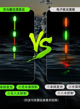 夜光豆醒目豆硅胶超轻加粗漂尾超亮浮漂豆夜钓鱼漂荧光豆钓鱼用品