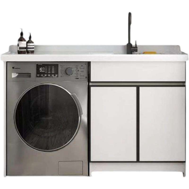 定制太空铝洗衣机柜子阳台洗手脸盆台一体带搓板组合滚筒伴侣高低