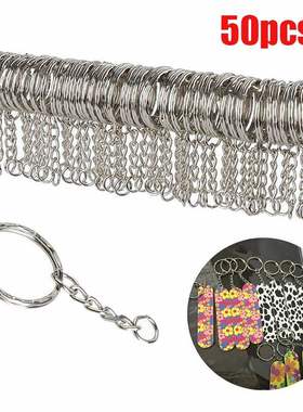 ,50pcs Metal Blank Keyrings  Keychain Split Ring Keyfob Key