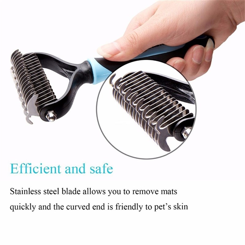 Safely Pet Fur Knot Cutter Dog Combs Hair Remover Double-sid