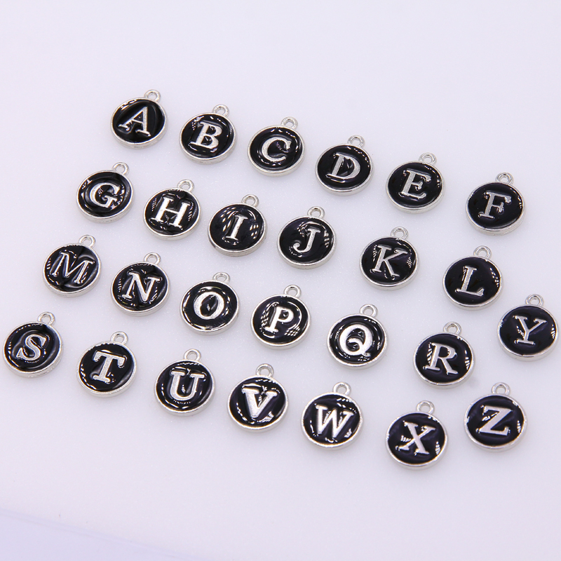 10pcs/26pcs Alphabet Letter Double Face Enamel Charms KC Gol