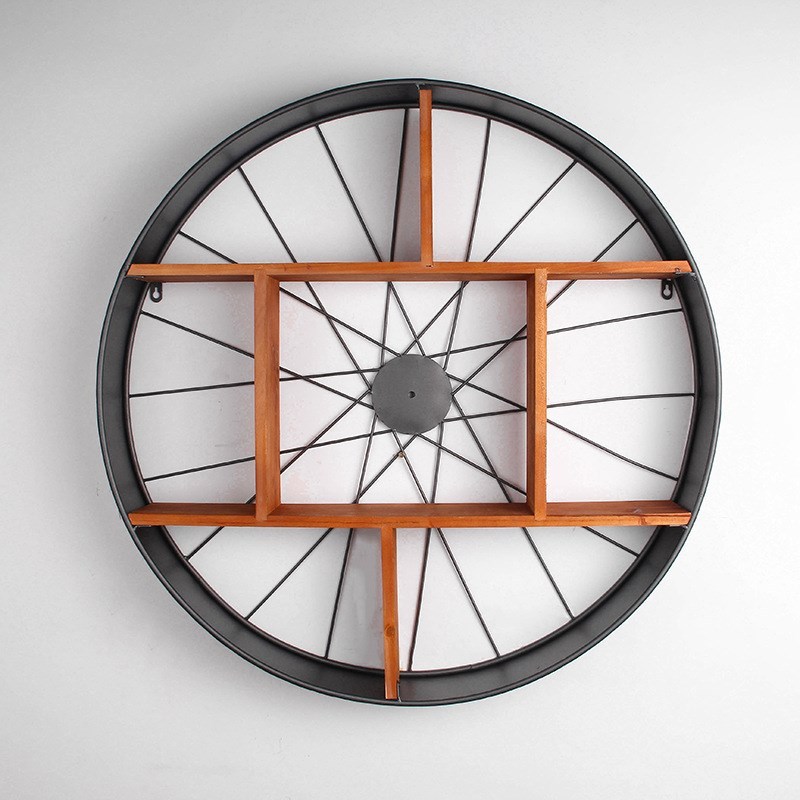 Antique industrial wind iron wheel rack wall hanging decorat