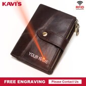 RFID Wallet Free Rfid KAVIS Leather Engraving Genuine