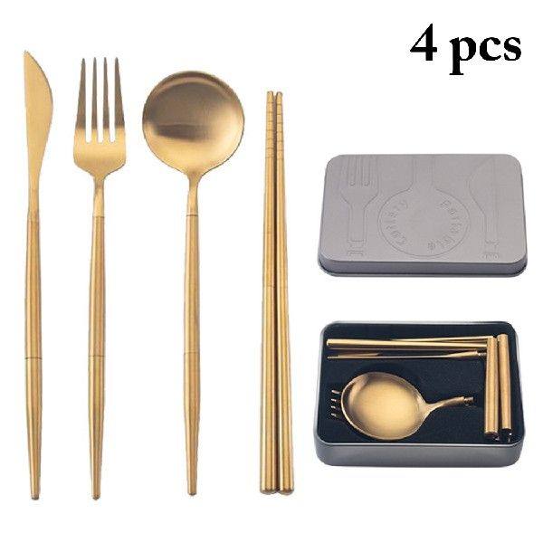 4Pcs/Set Dinnerware Set Tableware Knife Fork Chopsticks