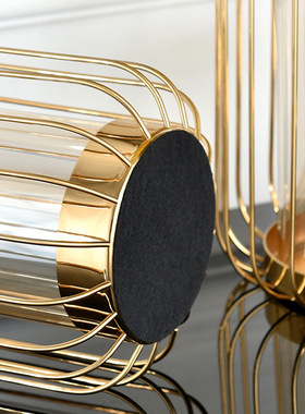 美式玻璃花瓶摆件轻奢客厅餐桌玄关电视柜现代家居软装饰品插花器