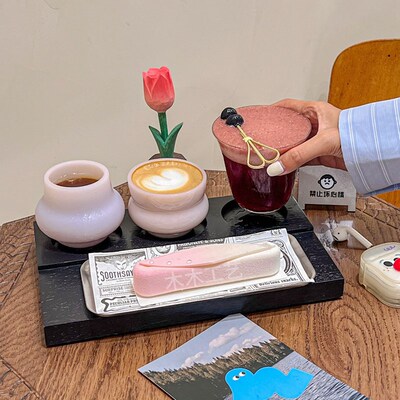 定制上黑漆咖啡杯托盘手冲特调茶咖杯盘combo托盘一豆三喝木杯托